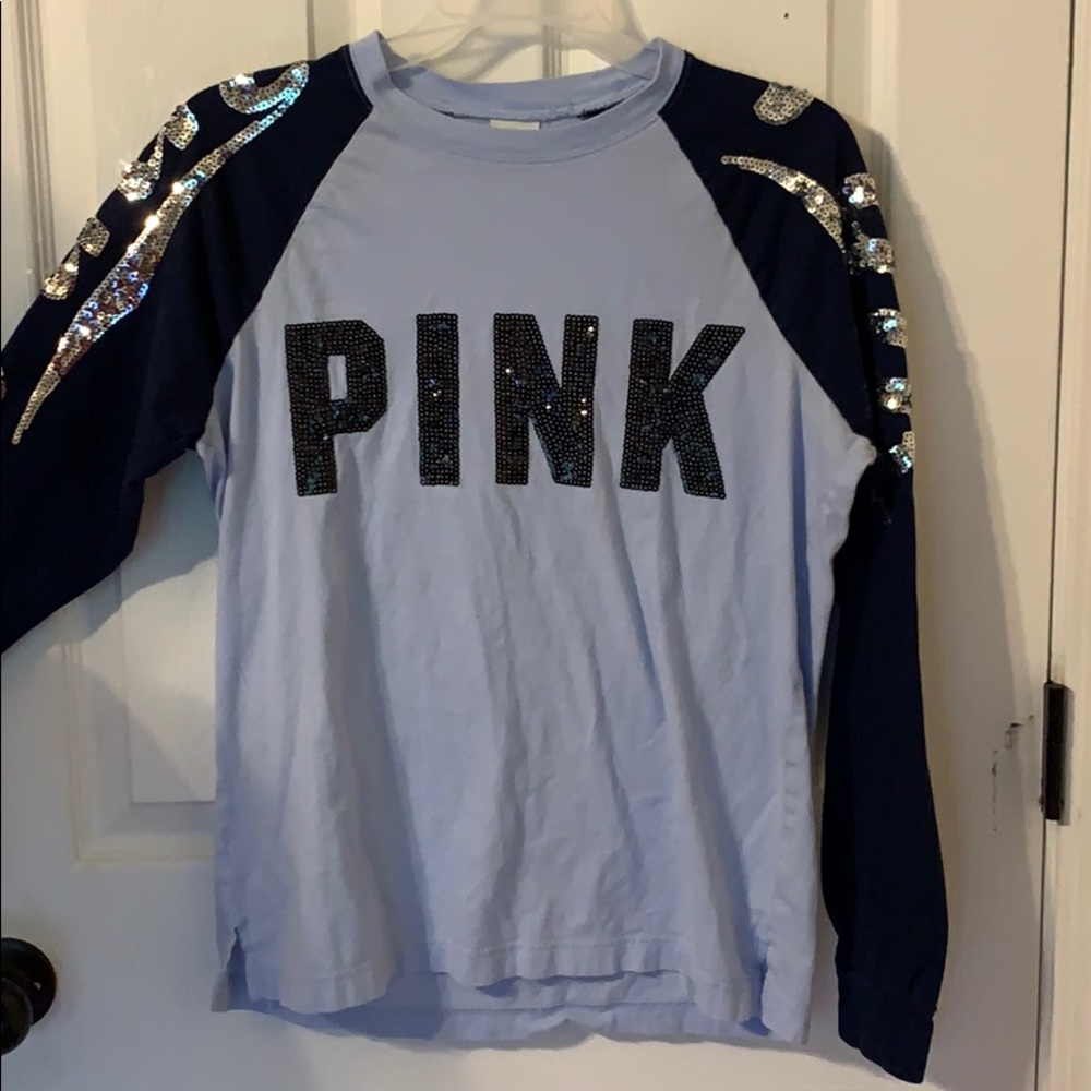 blue sequin vs pink long sleeve